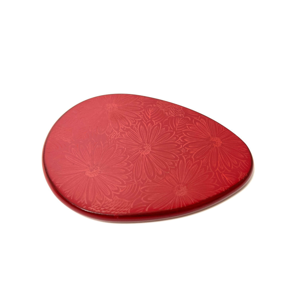 【塗師屋いち松】手鏡_沈金朱