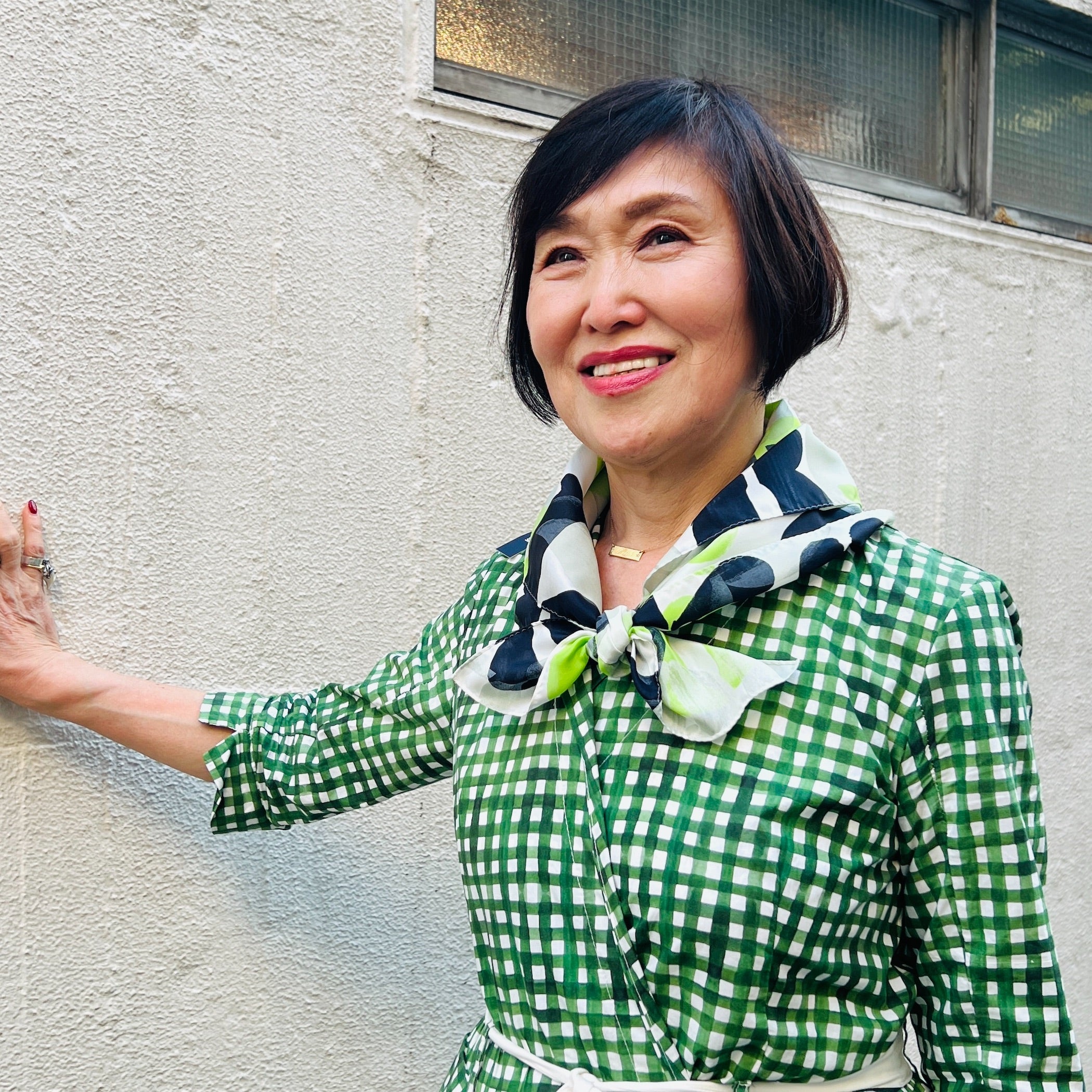 Sayoko.M】silk scarf numbers pink | フィールシーン / FEEL SEEN