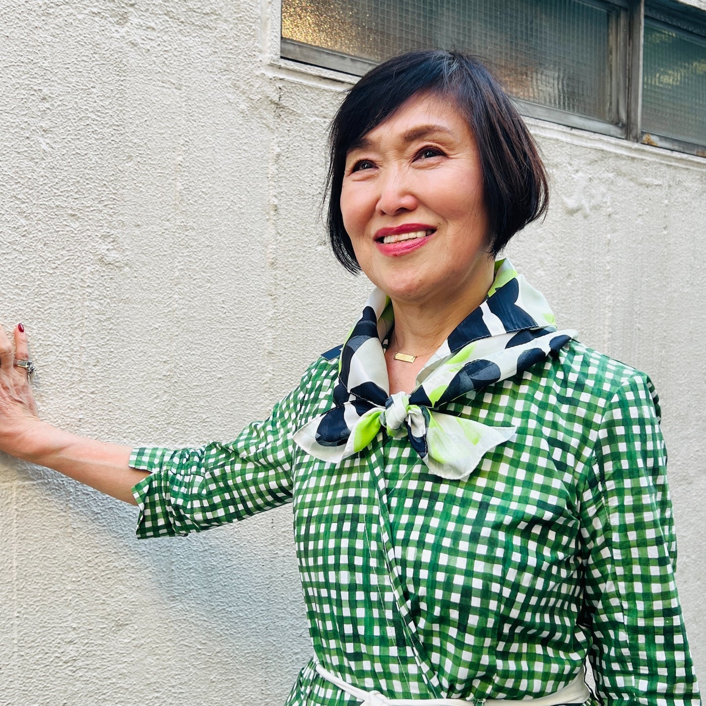 【Sayoko.M】silk scarf numbers pink