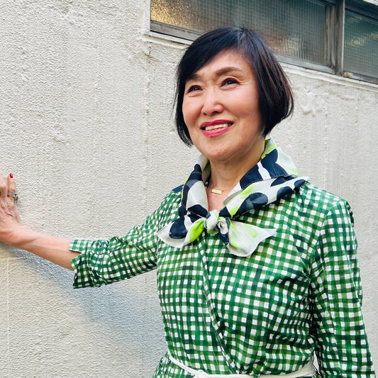【Sayoko.M】silk scarf numbers pink