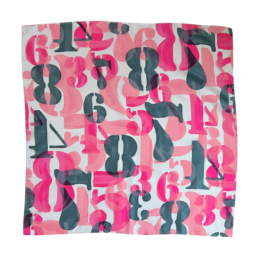 【Sayoko.M】silk scarf numbers pink