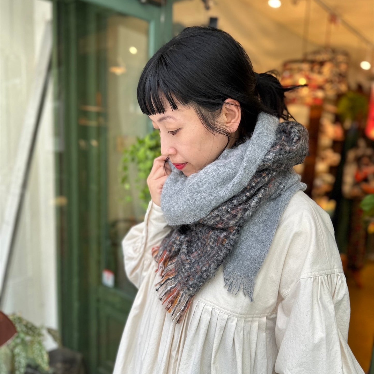 【Sayoko.M】ストール cape shirring Q2 brown