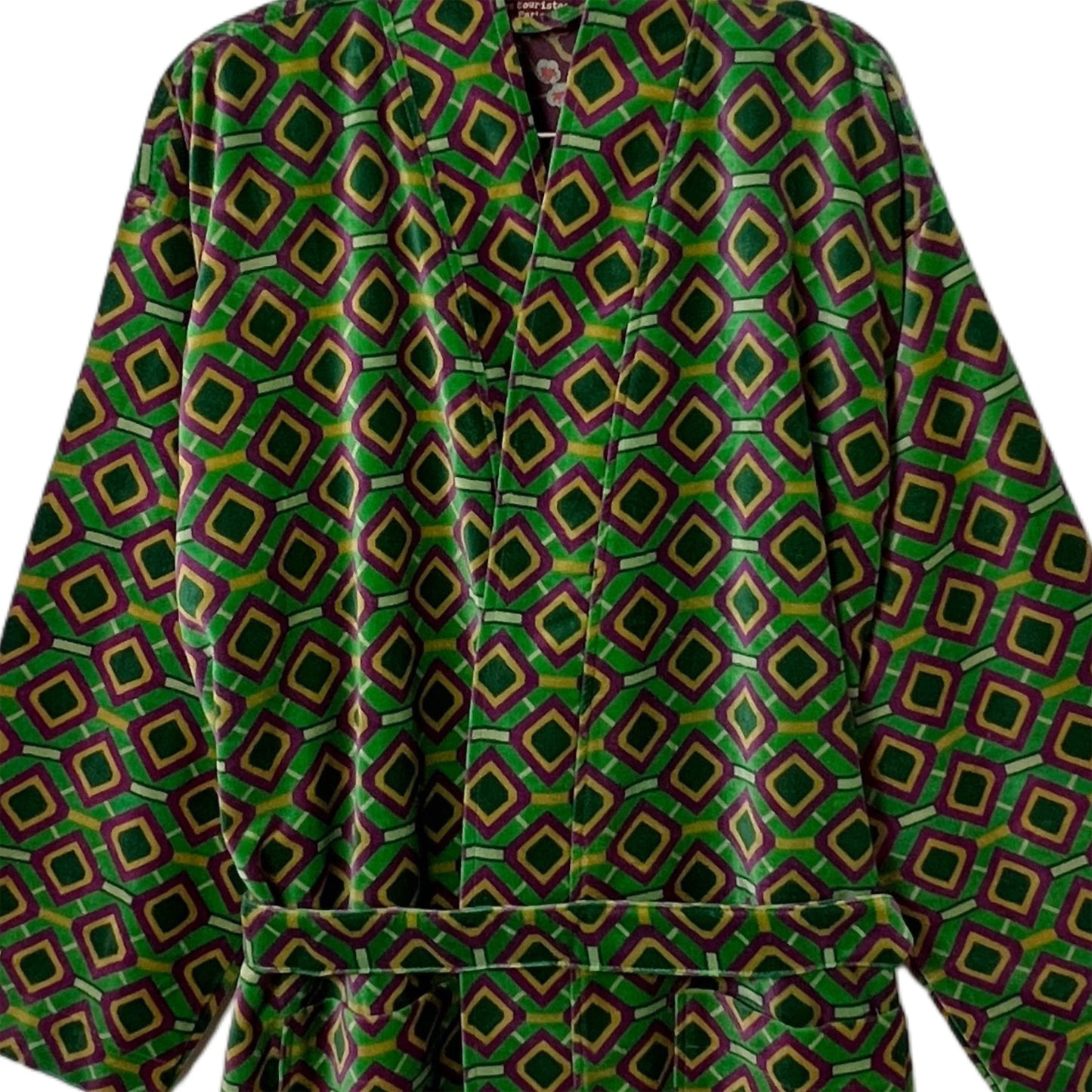 【Les Touristes】ベルベットガウン velvet dressing gown-famara green