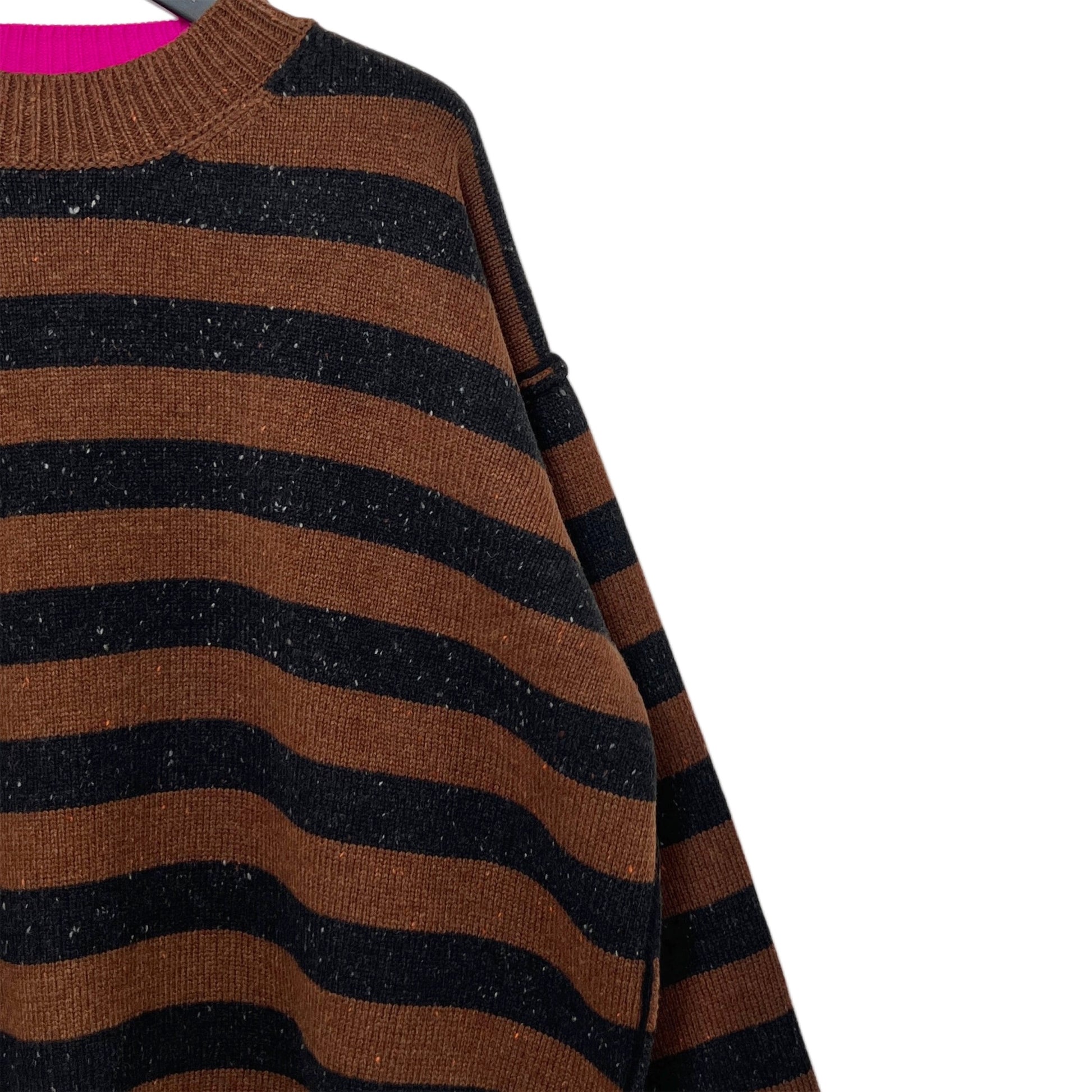 【LA FETICHE】Unisex Loose Fit Striped Sweater / brown,black
