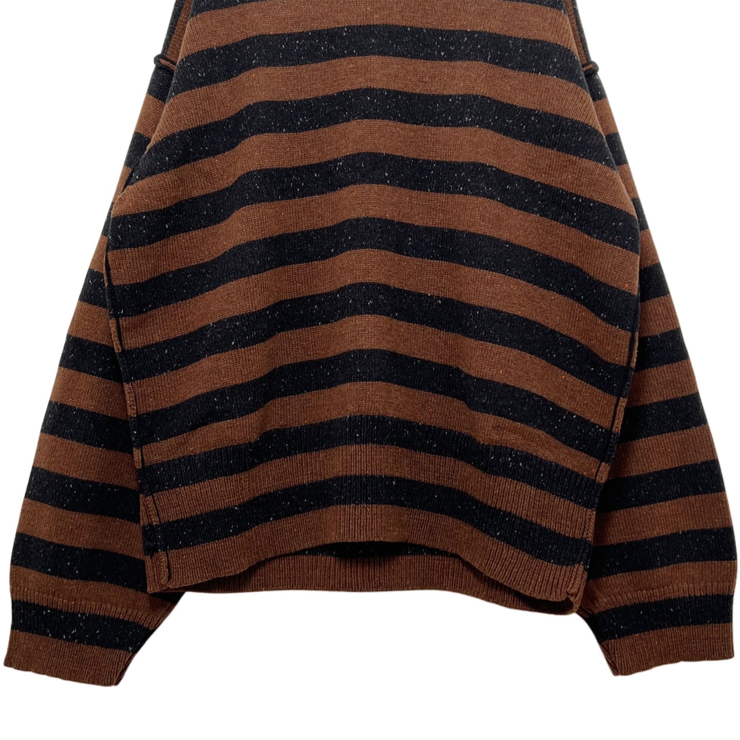 【LA FETICHE】Unisex Loose Fit Striped Sweater / brown,black