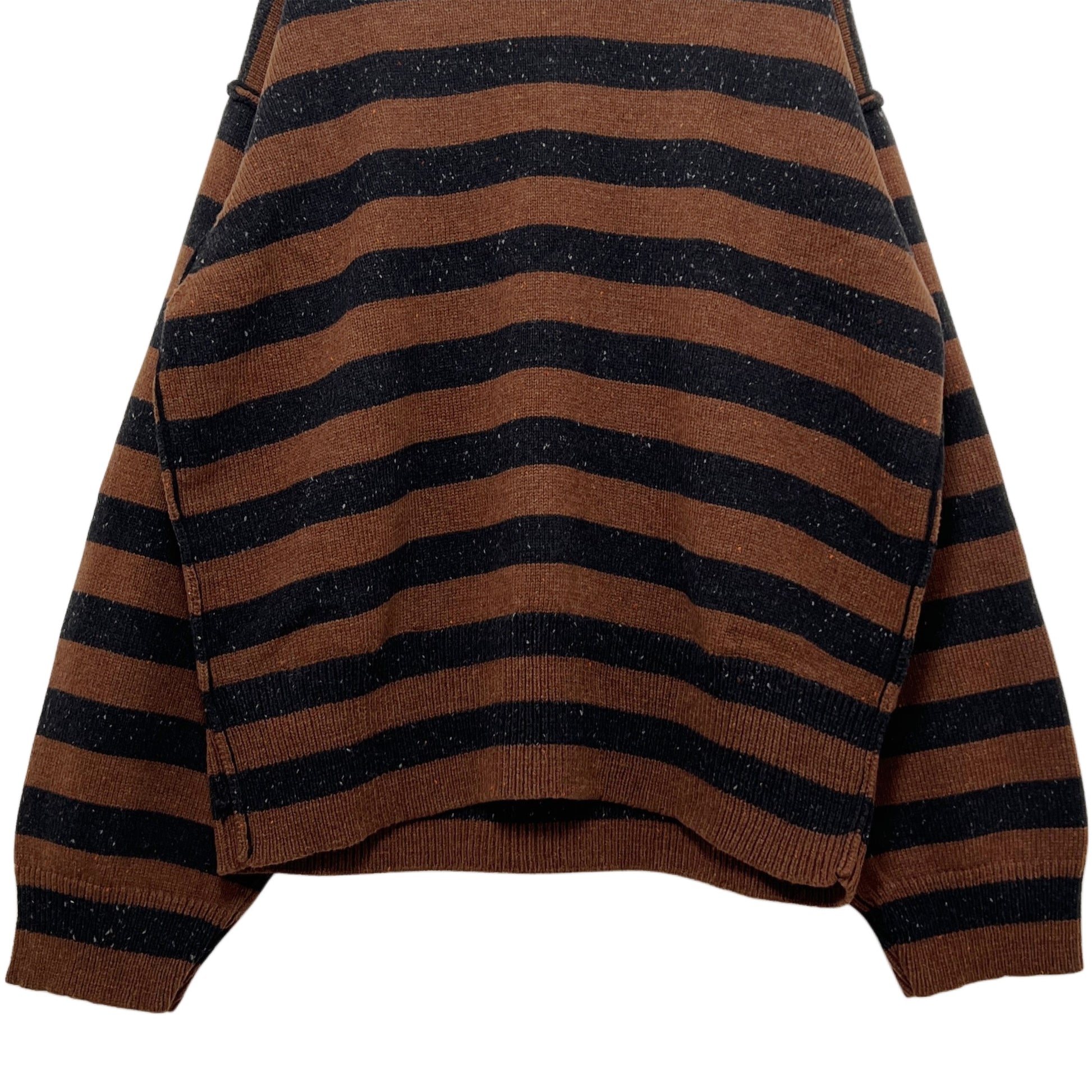 【LA FETICHE】Unisex Loose Fit Striped Sweater / brown,black