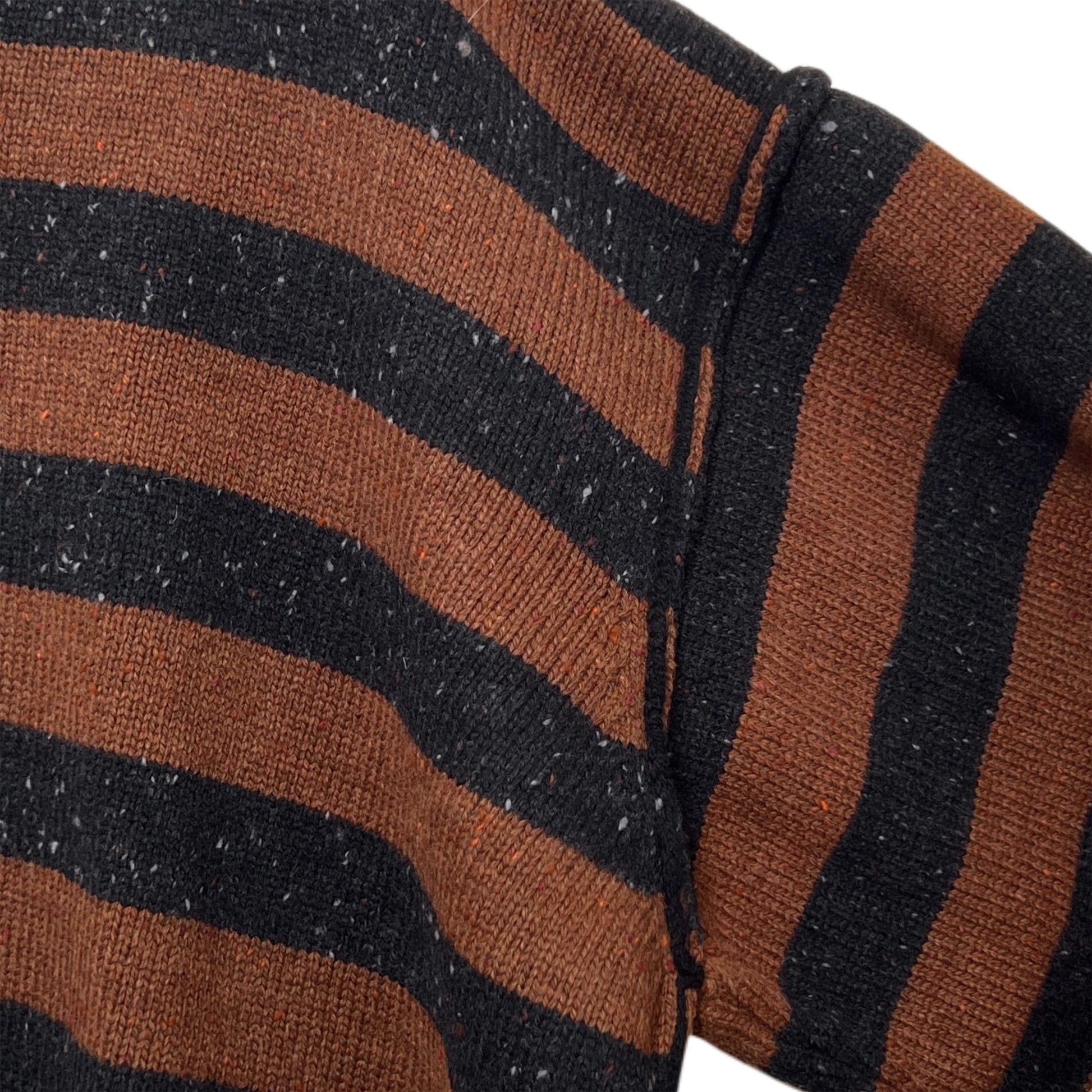 【LA FETICHE】Unisex Loose Fit Striped Sweater / brown,black