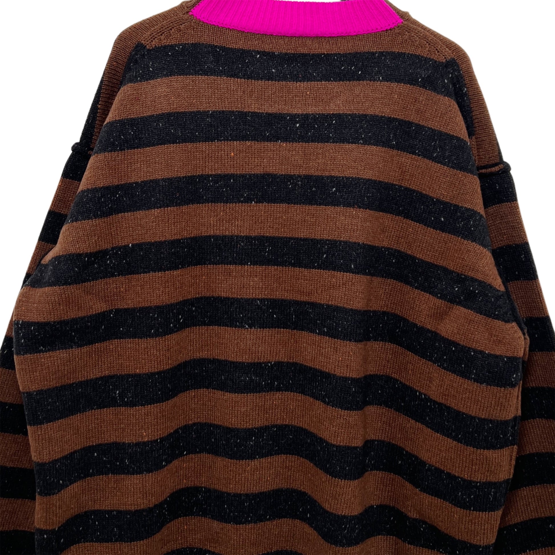 【LA FETICHE】Unisex Loose Fit Striped Sweater / brown,black