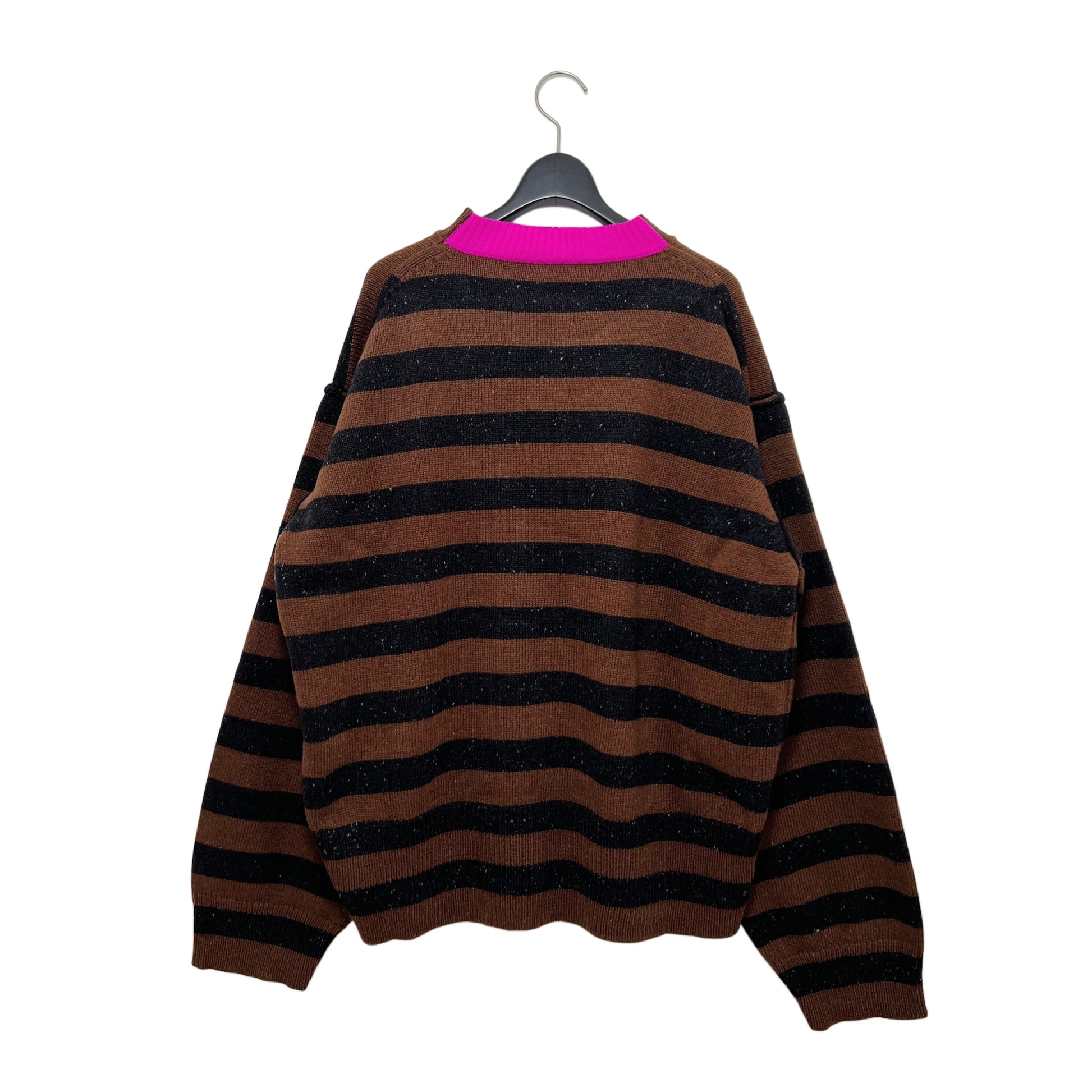 【LA FETICHE】Unisex Loose Fit Striped Sweater / brown,black
