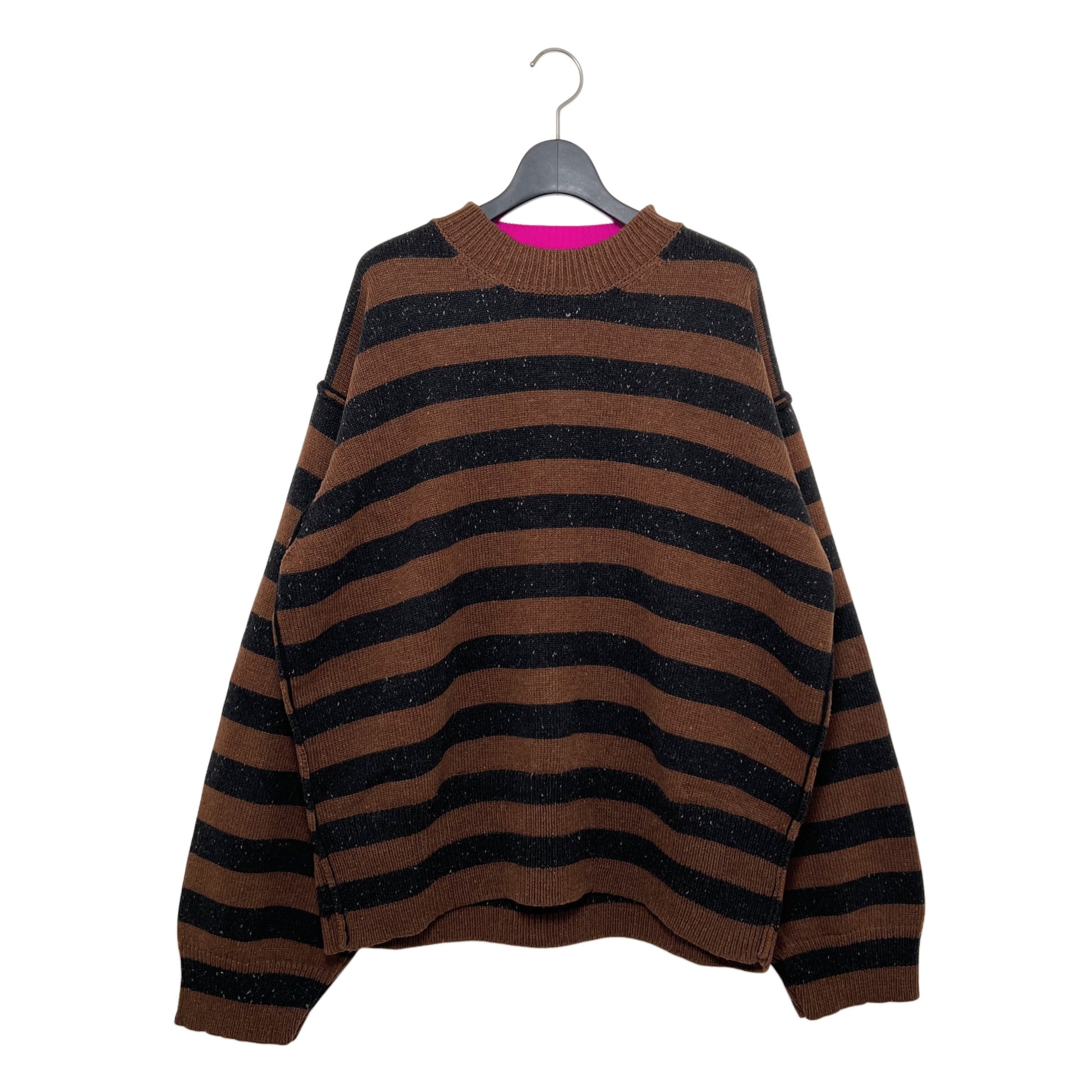 【LA FETICHE】Unisex Loose Fit Striped Sweater / brown,black