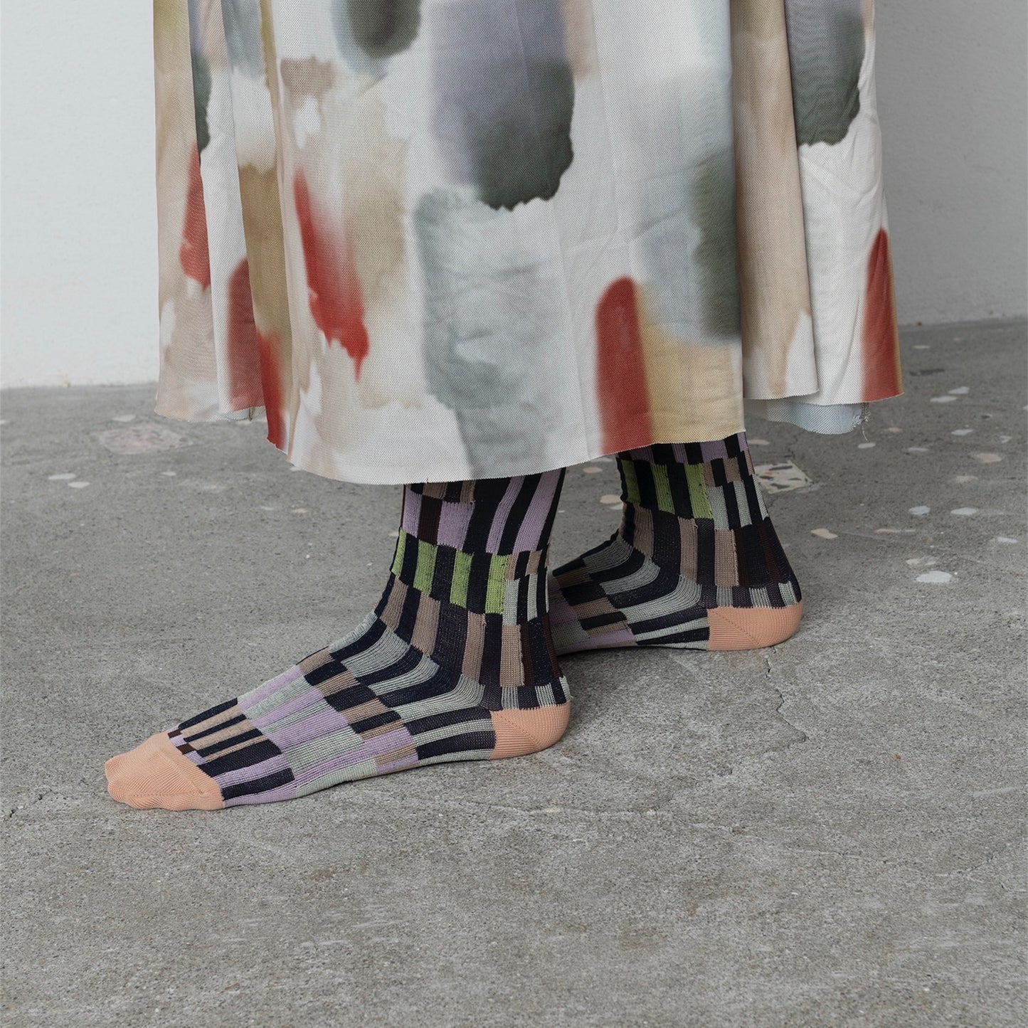 【TRICOTE】RANDOM PLAID PATTERN PATCH SOCKS
