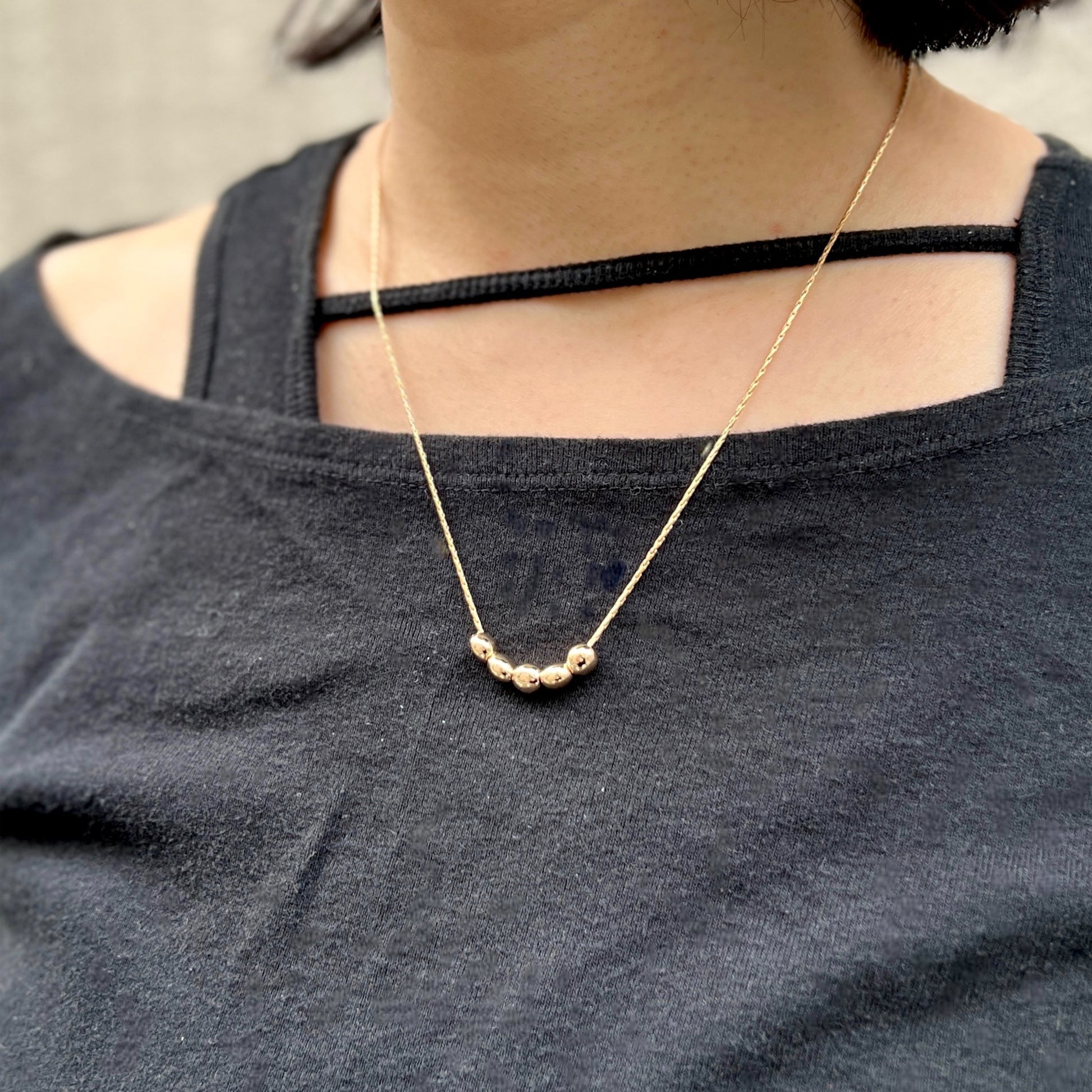 【Helena Rohner】small round gold plated brass beads necklace
