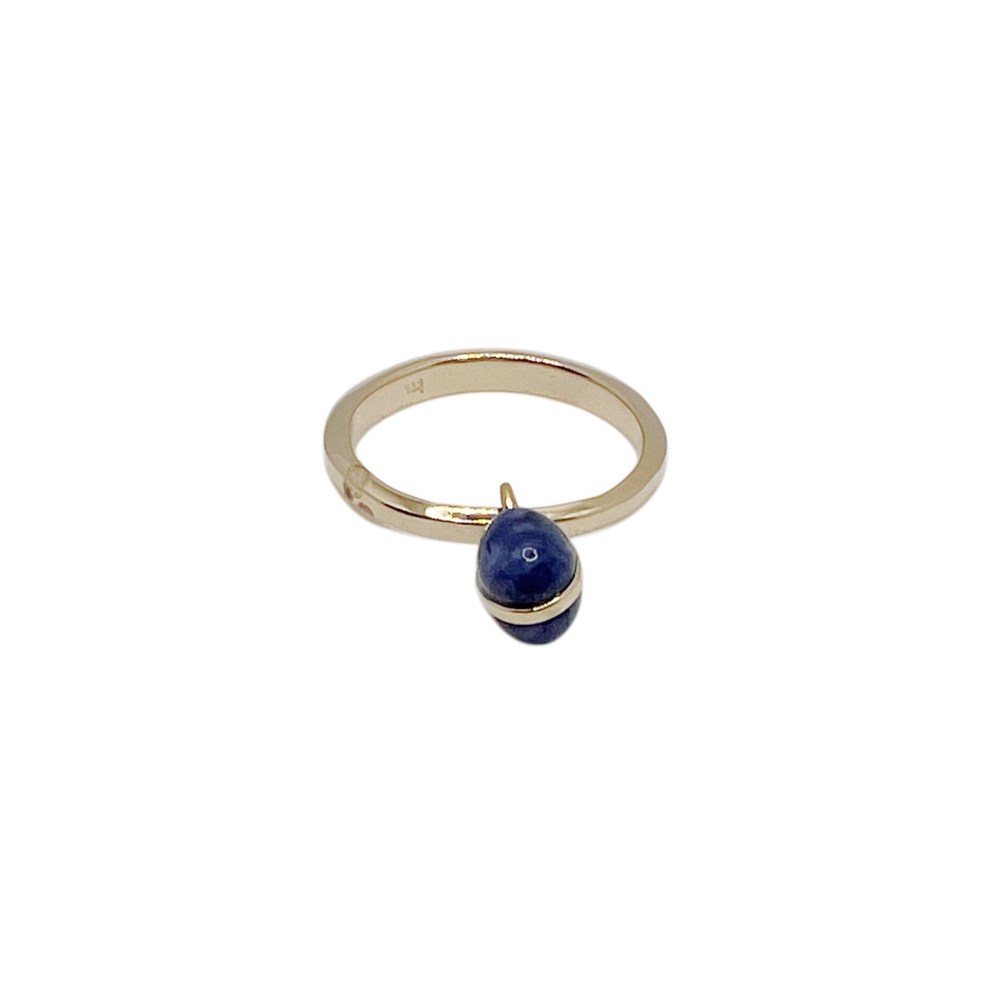 【helena rohner】fine round gold plated brass ring with stone_sodalite