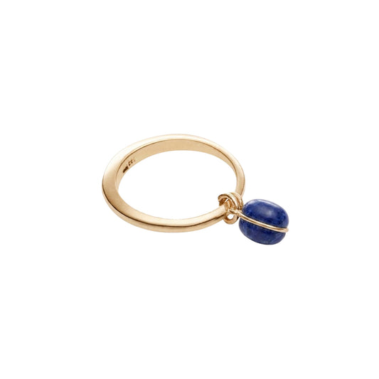 【helena rohner】fine round gold plated brass ring with stone_sodalite