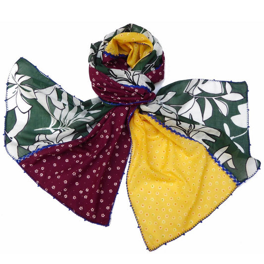 【Leo Atlante】モロッコ刺繍スカーフ green-yellow