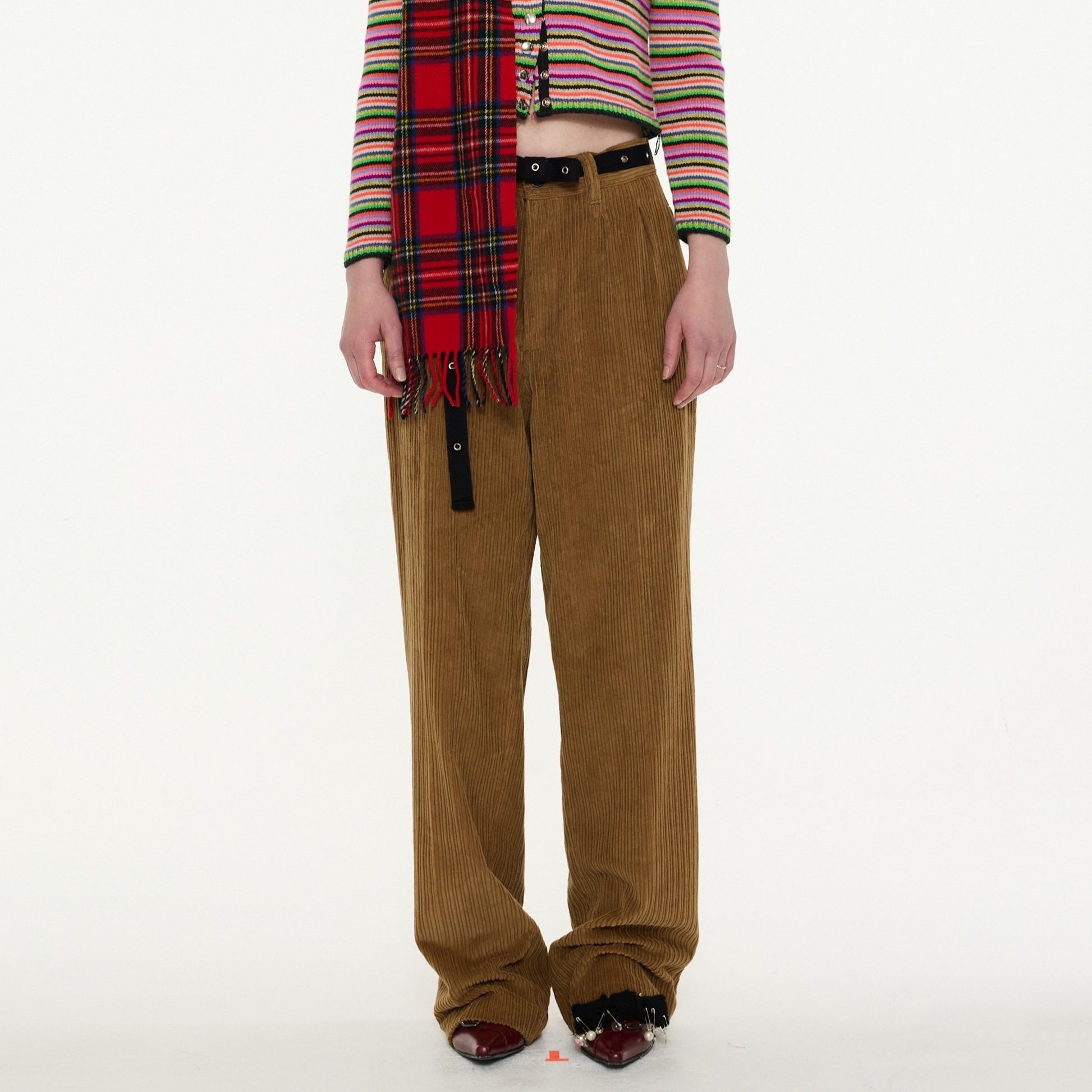 【LA FETICHE】Mens Style Pleated Tailored Corduroy Pant / brown