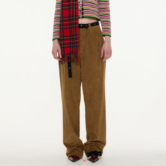 【LA FETICHE】Mens Style Pleated Tailored Corduroy Pant / brown
