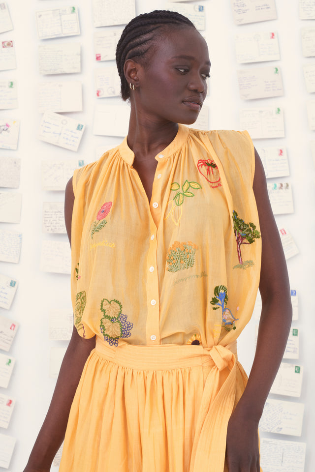 Mii Collection】hand embroidered cotton silk shirt/86 | フィール