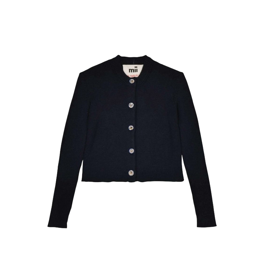 【Mii Collection】Knitted Fitted Cardigan With Ceramic Buttons #103