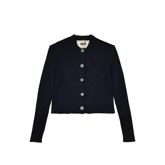 【Mii Collection】Knitted Fitted Cardigan With Ceramic Buttons #103