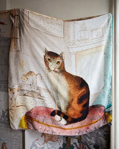 【JOHN DERIAN】シルクスカーフ Calm Cat Silk Scarf