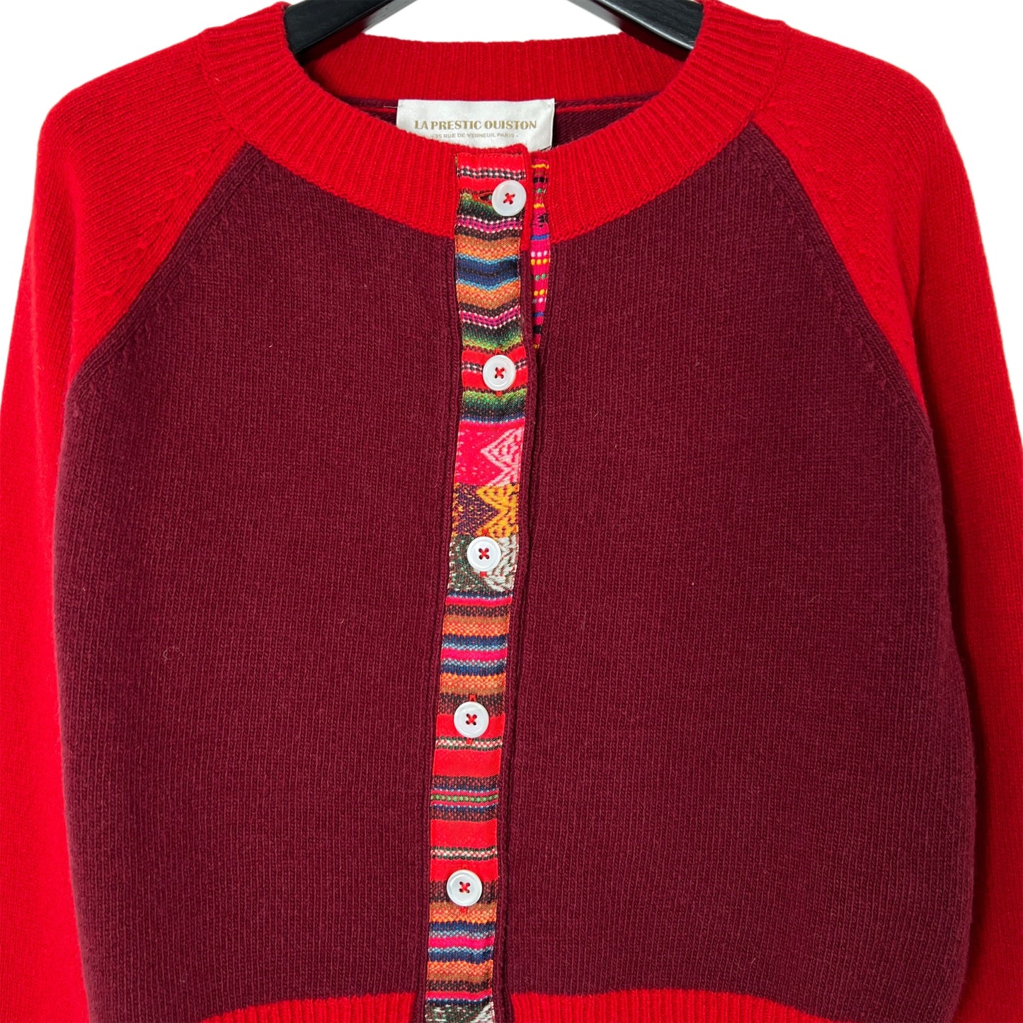 【La Prestic Ouiston】round neck cardigan with elbow patch