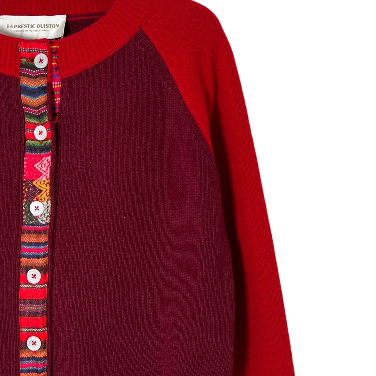 【La Prestic Ouiston】round neck cardigan with elbow patch