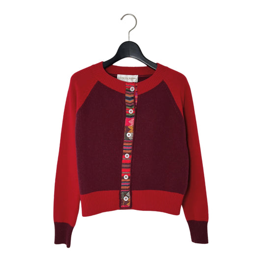 【La Prestic Ouiston】round neck cardigan with elbow patch
