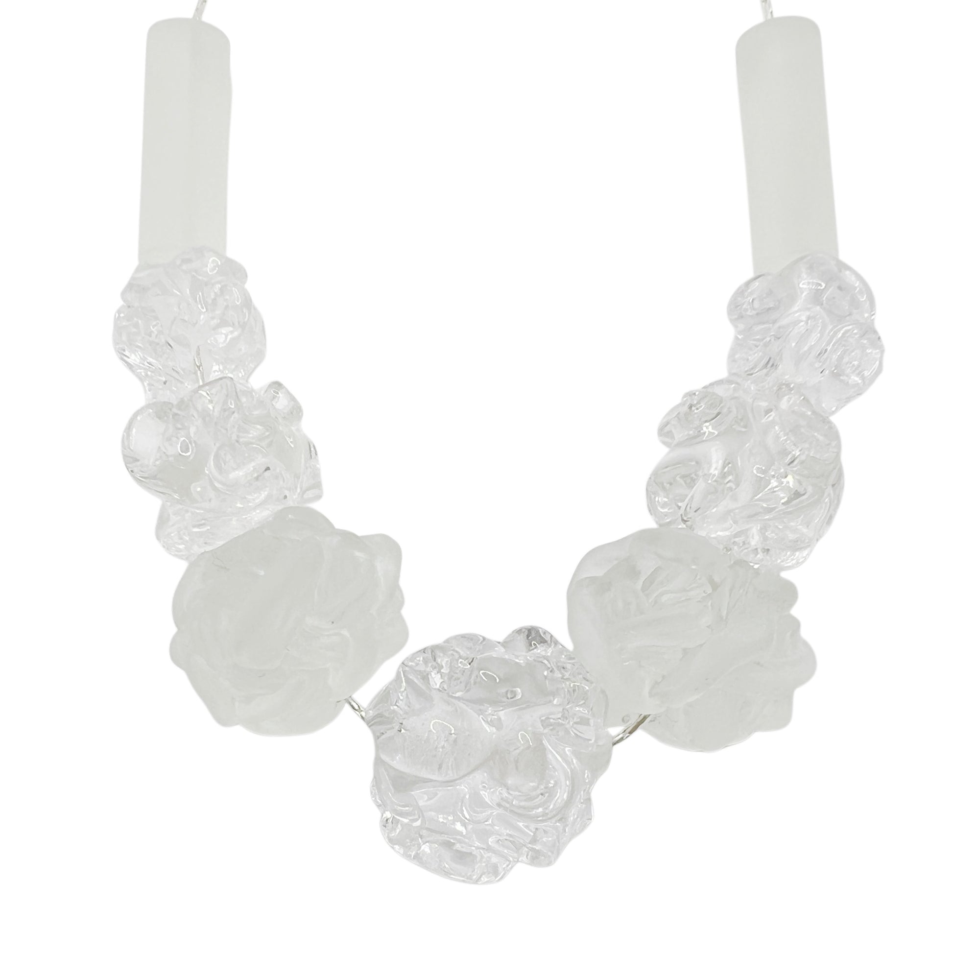 【helena rohner】glass and resin-3D beads necklace with silver chain