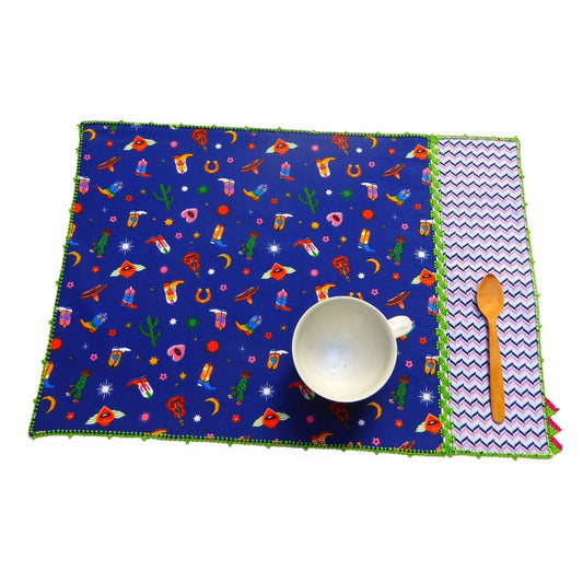 【Leo Atlante】Placemat_texas+zig-zag_marine