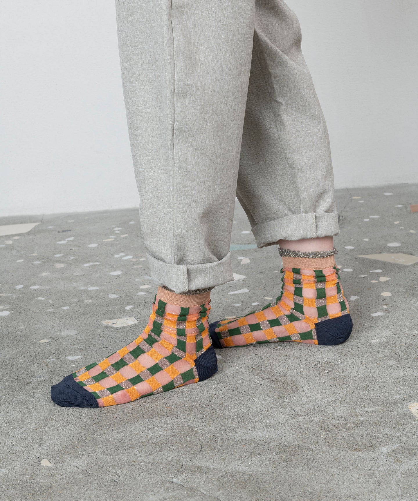 【TRICOTE】CHECK LAME SOCKS