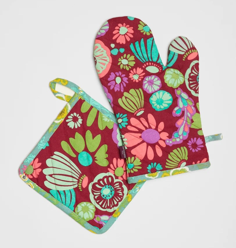 【Les Touristes】Oven Glove and Potholder_molly burgundy