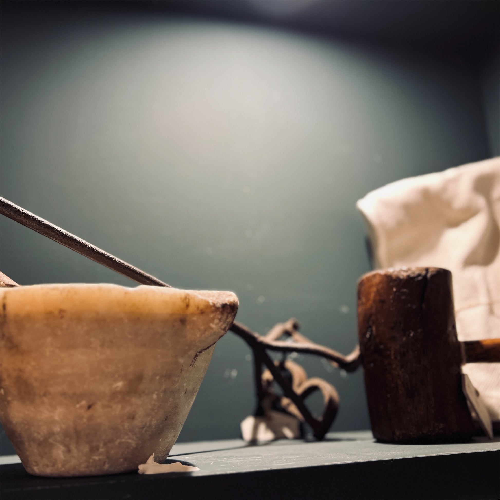 【FEEL】古道具 Antique marble mortar and handled pestle