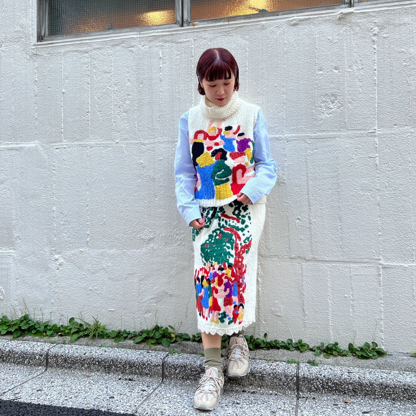 【マルト・デムラン セレクト ファッション】手編みモチーフスカート
