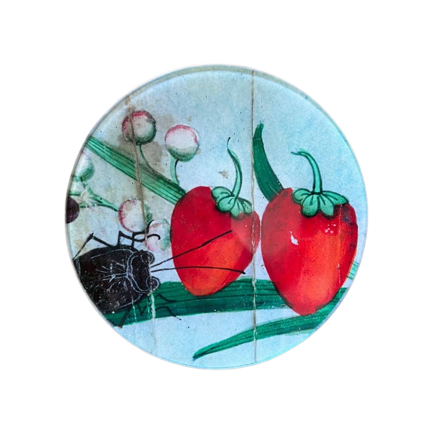 【JOHN DERIAN】デコパージュプレート 18c Fan Detail - Strawberries