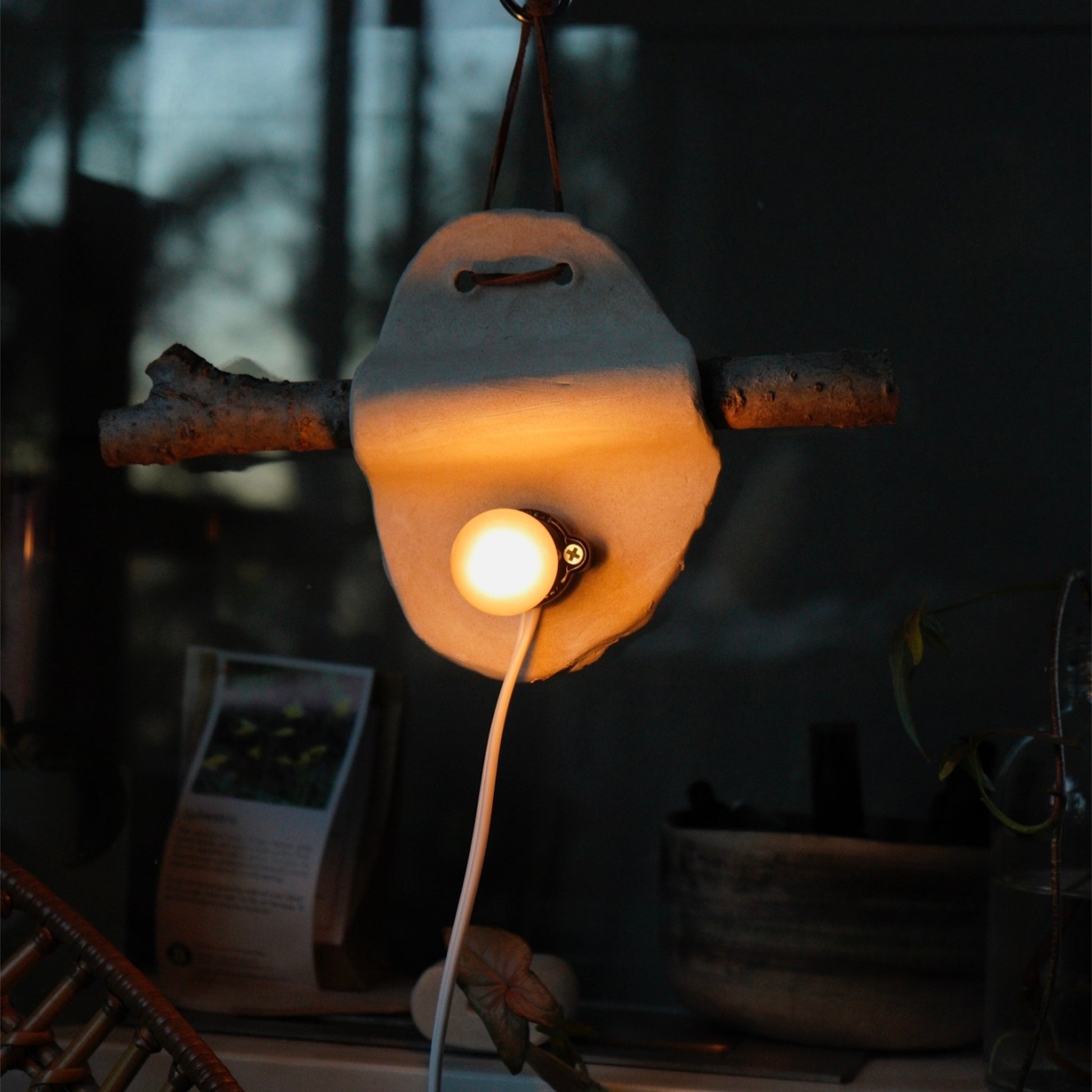 【frameofseasons】ランプ 04/oven pottery and wooden lamp04